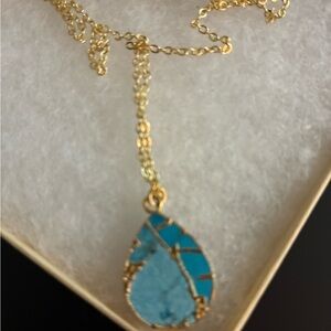 Natasha Denona Gold Chain with Blue Teardrop Necklace, new from Nordstrom